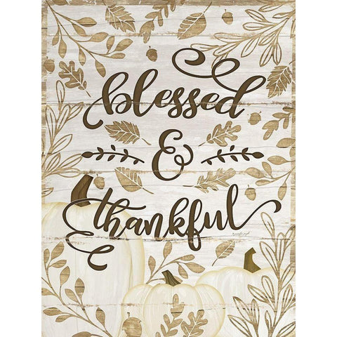 Blessed and Thankful Gold Ornate Wood Framed Art Print with Double Matting by Pugh, Jennifer