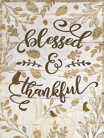 Blessed and Thankful White Modern Wood Framed Art Print with Double Matting by Pugh, Jennifer