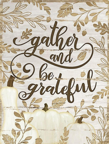 Gather and Be Grateful Black Ornate Wood Framed Art Print with Double Matting by Pugh, Jennifer