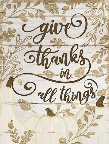 Give Thanks White Modern Wood Framed Art Print with Double Matting by Pugh, Jennifer