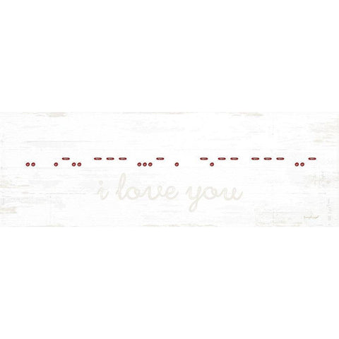 I Love You Morse Code White Modern Wood Framed Art Print by Pugh, Jennifer