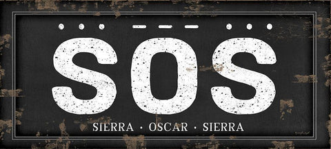 SOS Black Ornate Wood Framed Art Print with Double Matting by Pugh, Jennifer