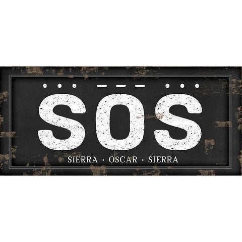 SOS Black Modern Wood Framed Art Print with Double Matting by Pugh, Jennifer