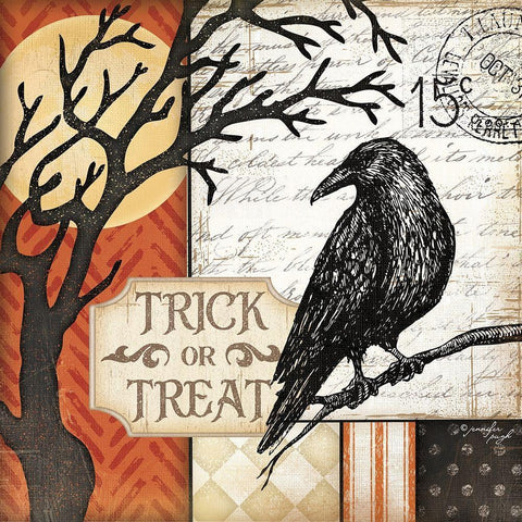 Trick or Treat Black Modern Wood Framed Art Print by Pugh, Jennifer