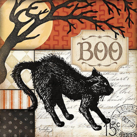 Boo Black Modern Wood Framed Art Print with Double Matting by Pugh, Jennifer