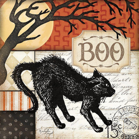 Boo White Modern Wood Framed Art Print with Double Matting by Pugh, Jennifer