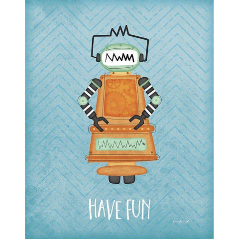 Fun Bot Black Modern Wood Framed Art Print with Double Matting by Pugh, Jennifer