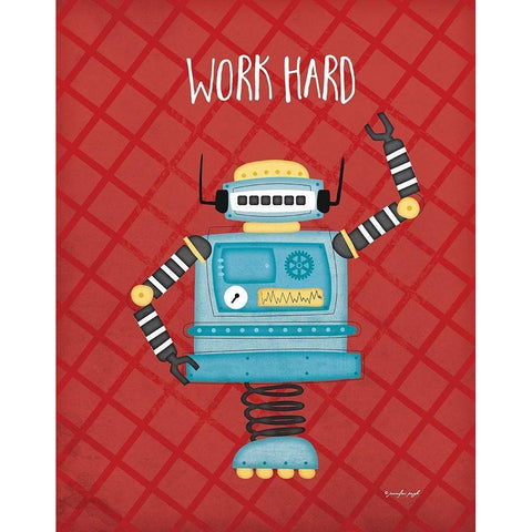 Work Bot Black Modern Wood Framed Art Print with Double Matting by Pugh, Jennifer