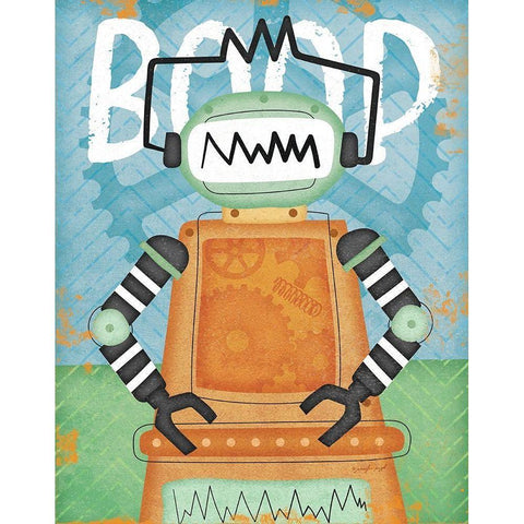 Boop Bot Black Modern Wood Framed Art Print with Double Matting by Pugh, Jennifer