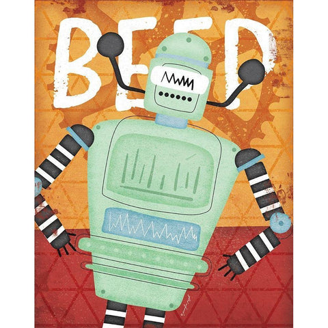 Beep Bot White Modern Wood Framed Art Print by Pugh, Jennifer