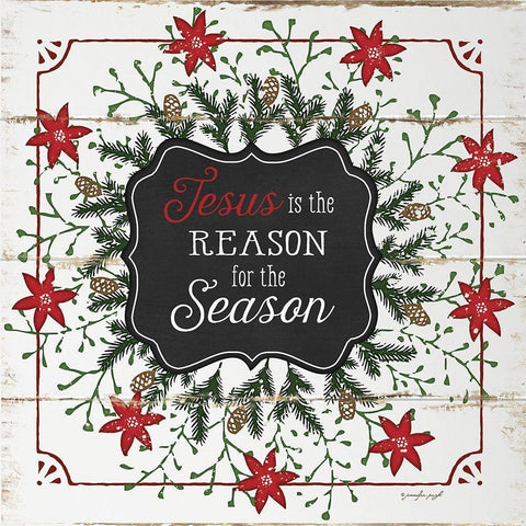 The Reason for the Season Black Ornate Wood Framed Art Print with Double Matting by Pugh, Jennifer