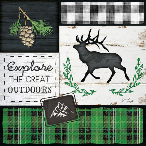 Explore the Great Outdoors Black Modern Wood Framed Art Print with Double Matting by Pugh, Jennifer