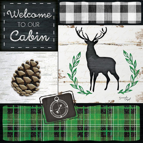 Welcome to Our Cabin Gold Ornate Wood Framed Art Print with Double Matting by Pugh, Jennifer