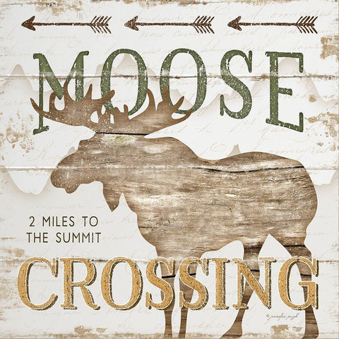 Moose Crossing White Modern Wood Framed Art Print with Double Matting by Pugh, Jennifer