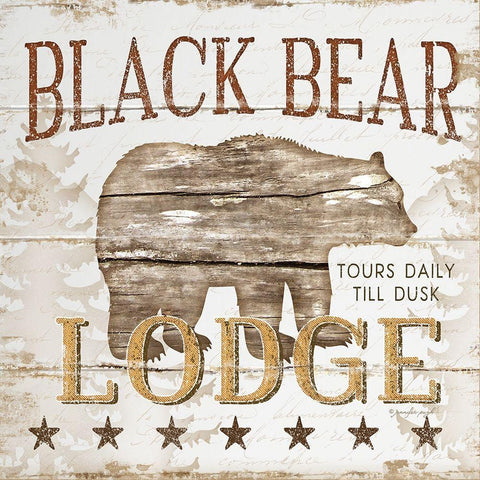 Black Bear Lodge Black Modern Wood Framed Art Print with Double Matting by Pugh, Jennifer