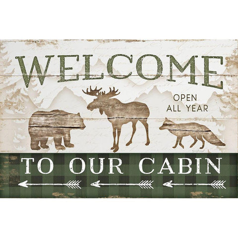 Welcome to Our Cabin Black Modern Wood Framed Art Print with Double Matting by Pugh, Jennifer