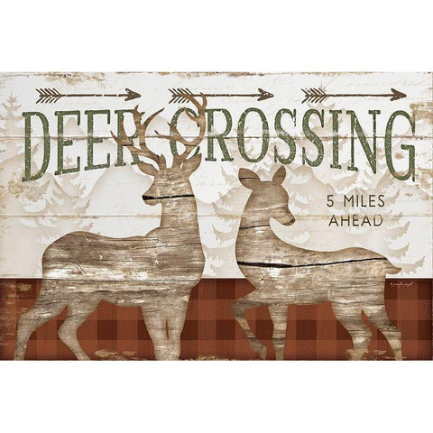 Deer Crossing White Modern Wood Framed Art Print by Pugh, Jennifer