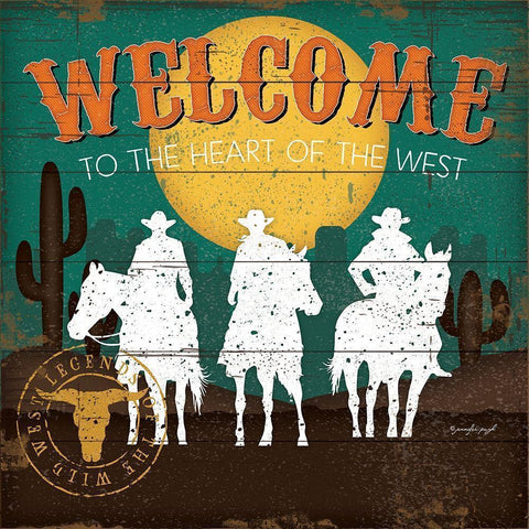 Welcome to the Heart of the West Black Modern Wood Framed Art Print by Pugh, Jennifer