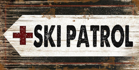 Ski Patrol Black Ornate Wood Framed Art Print with Double Matting by Pugh, Jennifer