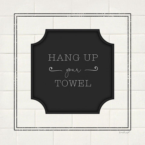 Hang Up Your Towel White Modern Wood Framed Art Print by Pugh, Jennifer