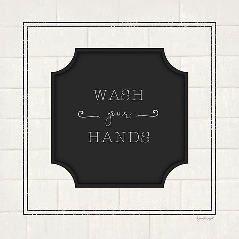 Wash Your Hands Black Modern Wood Framed Art Print with Double Matting by Pugh, Jennifer