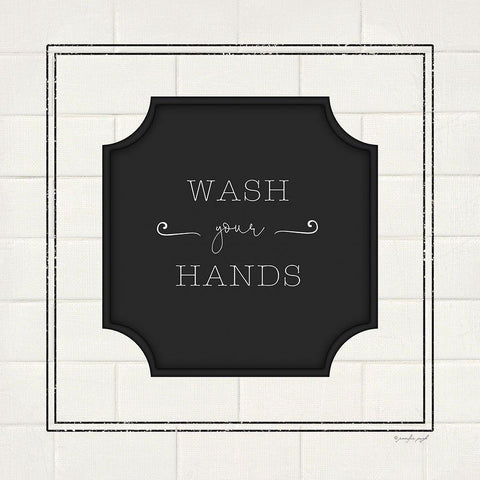 Wash Your Hands White Modern Wood Framed Art Print by Pugh, Jennifer