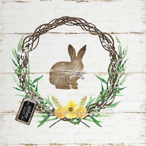 Spring Wreath II Black Ornate Wood Framed Art Print with Double Matting by Pugh, Jennifer