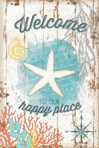 Coastal Welcome Black Ornate Wood Framed Art Print with Double Matting by Pugh, Jennifer