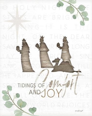 Tidings of Comfort and Joy White Modern Wood Framed Art Print with Double Matting by Pugh, Jennifer