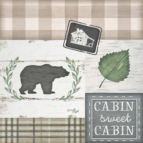 Cabin Sweet Cabin Black Modern Wood Framed Art Print with Double Matting by Pugh, Jennifer