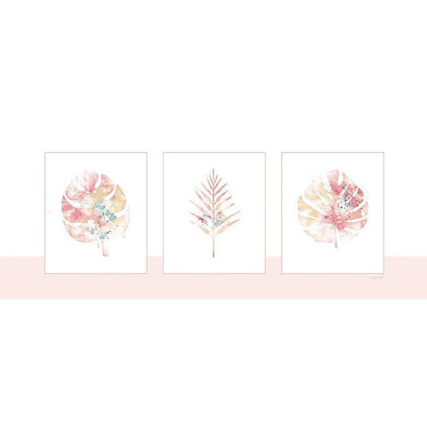 Pink Floral Panel White Modern Wood Framed Art Print by Pugh, Jennifer