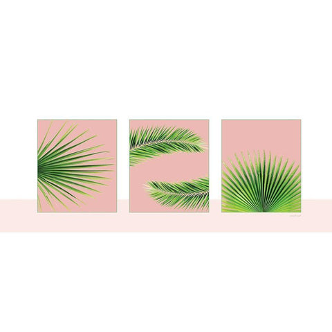 Pink Palm Panel Black Modern Wood Framed Art Print with Double Matting by Pugh, Jennifer