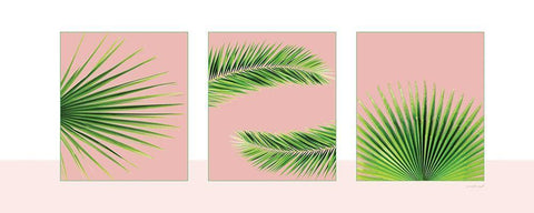 Pink Palm Panel White Modern Wood Framed Art Print with Double Matting by Pugh, Jennifer