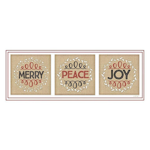 Merry Peace Joy Black Modern Wood Framed Art Print with Double Matting by Pugh, Jennifer