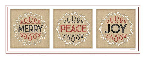 Merry Peace Joy White Modern Wood Framed Art Print with Double Matting by Pugh, Jennifer