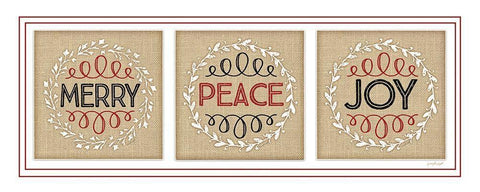 Merry Peace Joy Black Ornate Wood Framed Art Print with Double Matting by Pugh, Jennifer