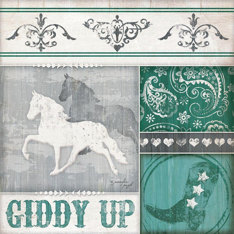 Giddy Up White Modern Wood Framed Art Print with Double Matting by Pugh, Jennifer