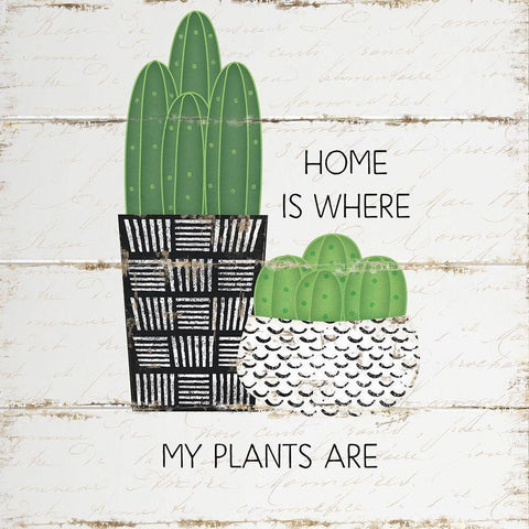 Home is Where My Plants Are Black Modern Wood Framed Art Print by Pugh, Jennifer