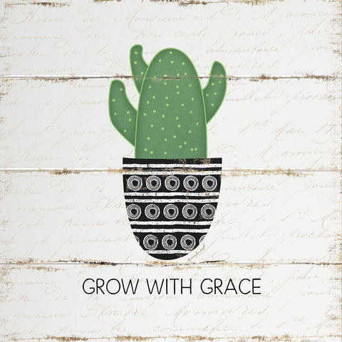 Grow with Grace White Modern Wood Framed Art Print with Double Matting by Pugh, Jennifer