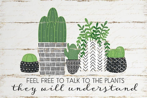 Talk to the Plants Black Ornate Wood Framed Art Print with Double Matting by Pugh, Jennifer