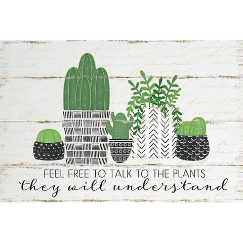 Talk to the Plants White Modern Wood Framed Art Print by Pugh, Jennifer