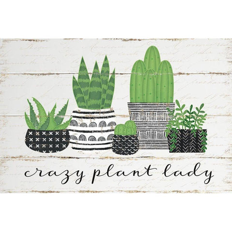 Crazy Plant Lady White Modern Wood Framed Art Print by Pugh, Jennifer