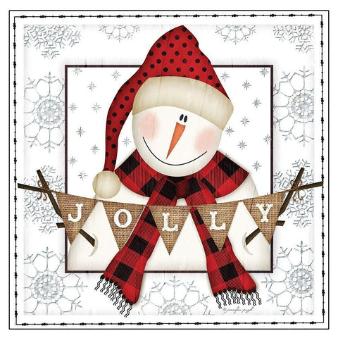 Jolly Snowman White Modern Wood Framed Art Print by Pugh, Jennifer