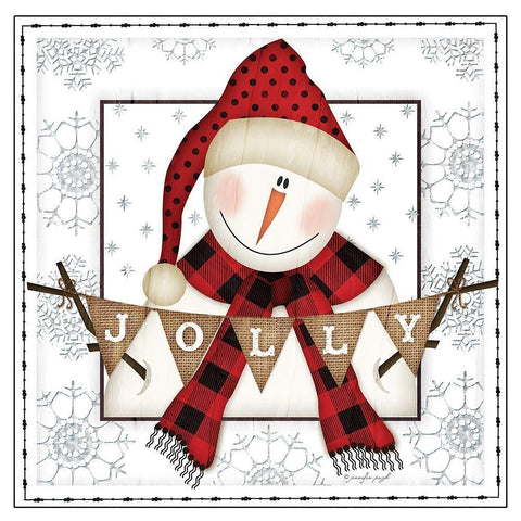 Jolly Snowman White Modern Wood Framed Art Print with Double Matting by Pugh, Jennifer