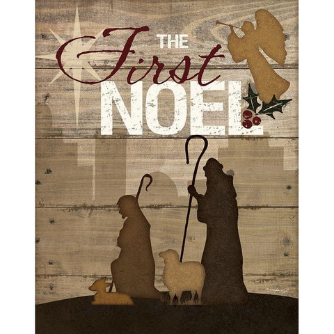 First Noel Gold Ornate Wood Framed Art Print with Double Matting by Pugh, Jennifer