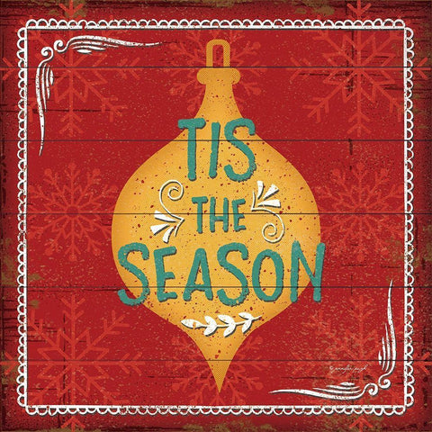 Tis the Season Black Ornate Wood Framed Art Print with Double Matting by Pugh, Jennifer