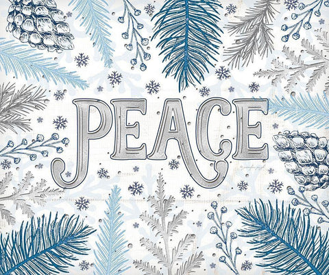 Peace White Modern Wood Framed Art Print with Double Matting by Pugh, Jennifer