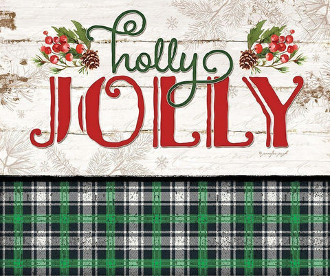 Holly Jolly Black Ornate Wood Framed Art Print with Double Matting by Pugh, Jennifer