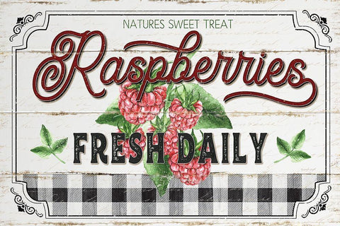 Raspberries White Modern Wood Framed Art Print with Double Matting by Pugh, Jennifer