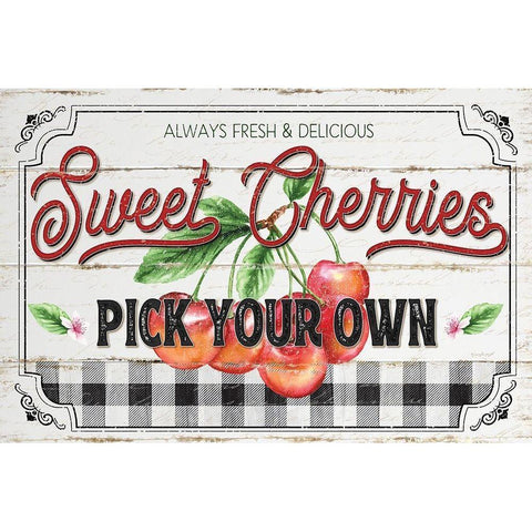 Sweet Cherries Black Modern Wood Framed Art Print with Double Matting by Pugh, Jennifer